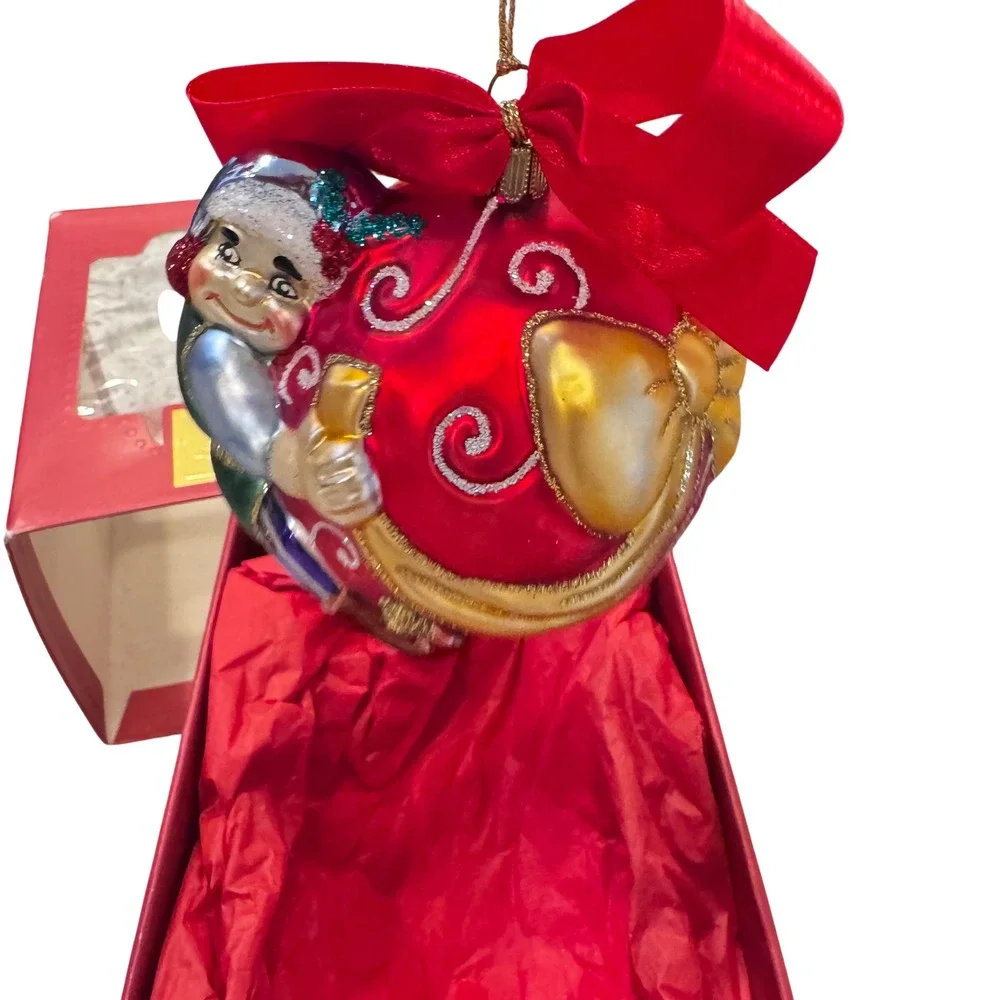 Yuletide Lenox  Vintage Elf with Bow Ornament with Red Ball  Christmas  Preloved
